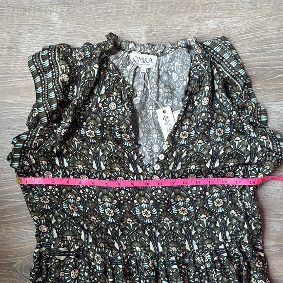 TUCKERNUCK OMIKA Wilora Double Ruffle Sleeve Mini Dress, Malia Pistachio Large - Picture 11 of 16